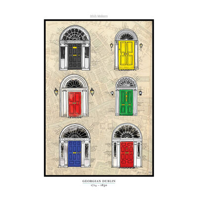 Georgian Doors – Hard Paper Irish Design Print With Cardboard Insert